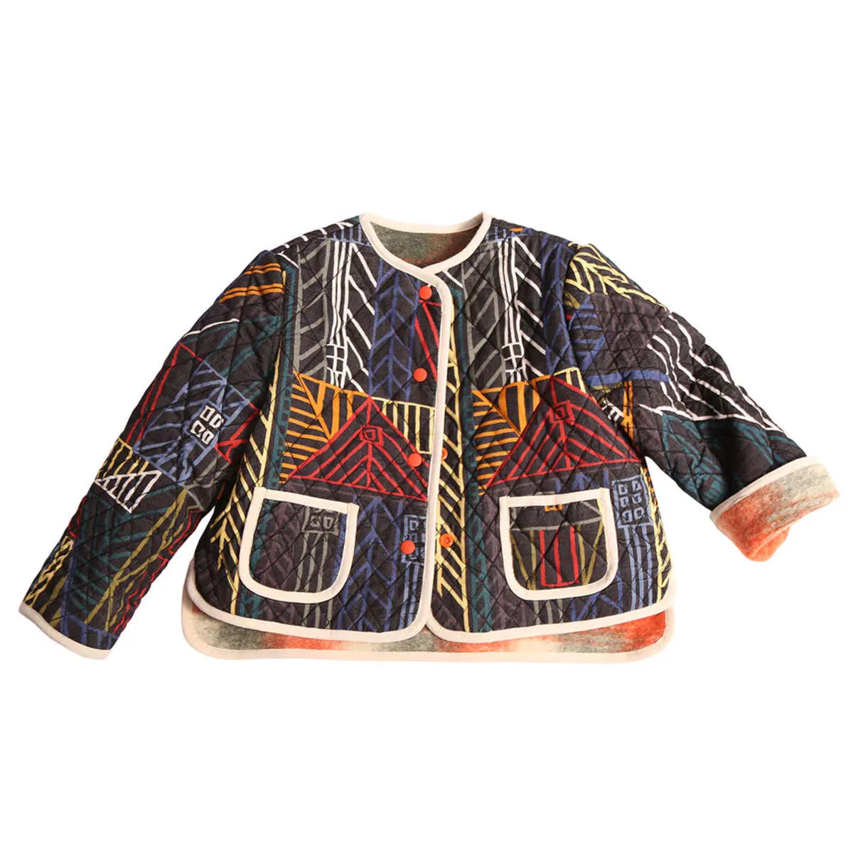 Kids Tia Cibani Kids Child Reversible Highlander Jacket - Celtic Orange Mix Plaid