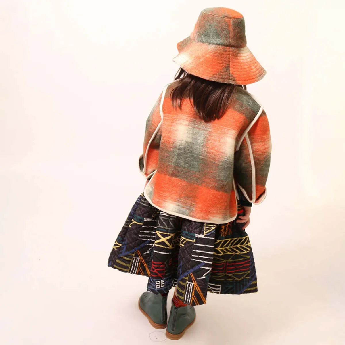 Kids Tia Cibani Kids Child Reversible Highlander Jacket - Celtic Orange Mix Plaid