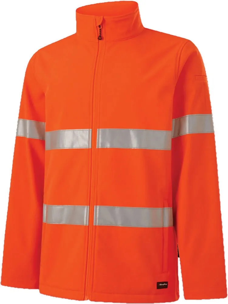 King Gee K55039 Men's Softshell Jacket High Visibility with Reflective Tape - Orange - 2XS