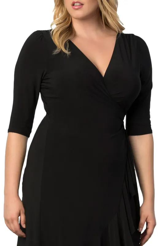 Kiyonna Whimsy Ruffled Midi Wrap Dress (Plus Size)