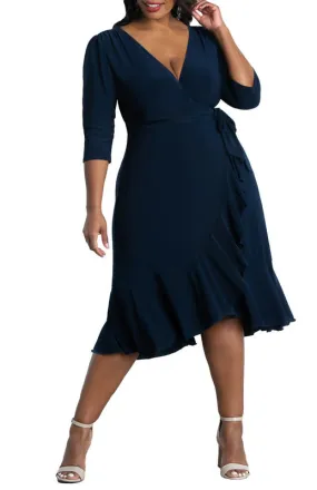 Kiyonna Whimsy Ruffled Midi Wrap Dress (Plus Size)