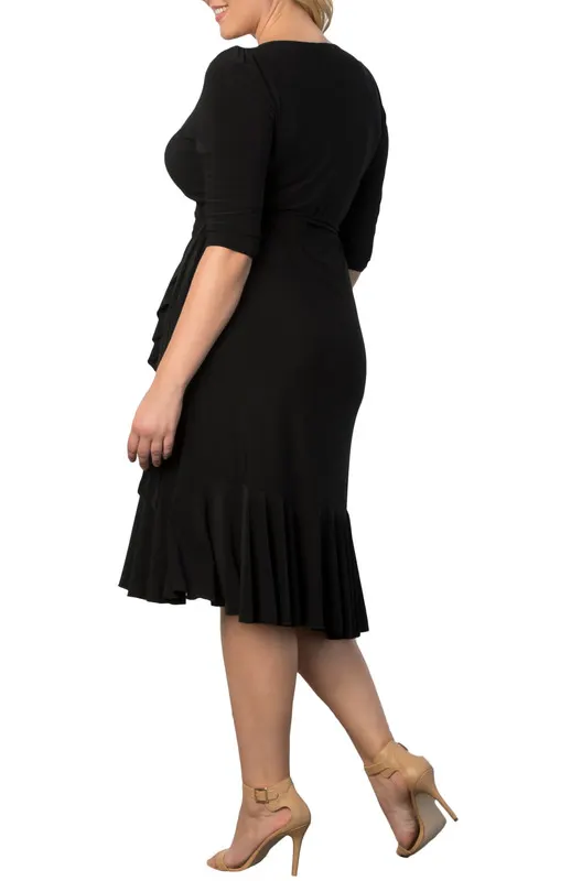 Kiyonna Whimsy Ruffled Midi Wrap Dress (Plus Size)