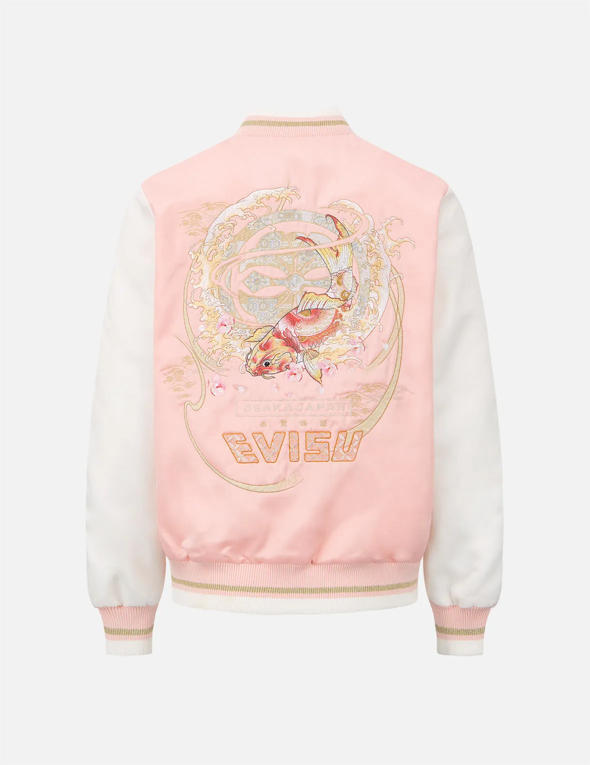 “Koi Playing in the Waves” and Kamon Embroidery Souvenir Jacket