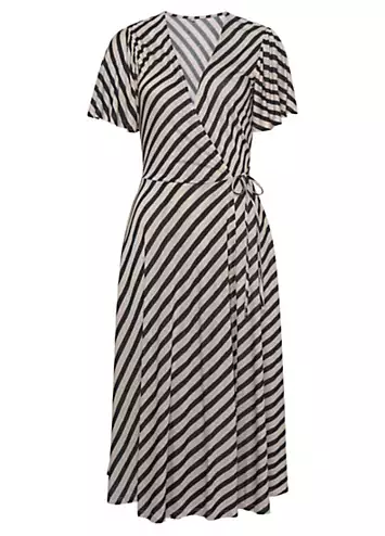 LASCANA Striped V-Neck Tie Waist Wrap Dress | Kaleidoscope