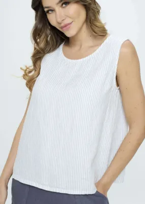 Linen Collection Sleeveless Pinstripe Top - CLEARANCE FINAL SALE