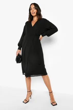 Maternity Occasion Wrap Tie Midi Dress