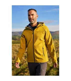 Mens exodus waterproof soft shell jacket soft yellow Mountain Warehouse