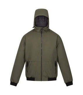 Mens renly hooded waterproof jacket dark khaki Regatta