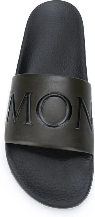 Moncler Bastien leather slides Green