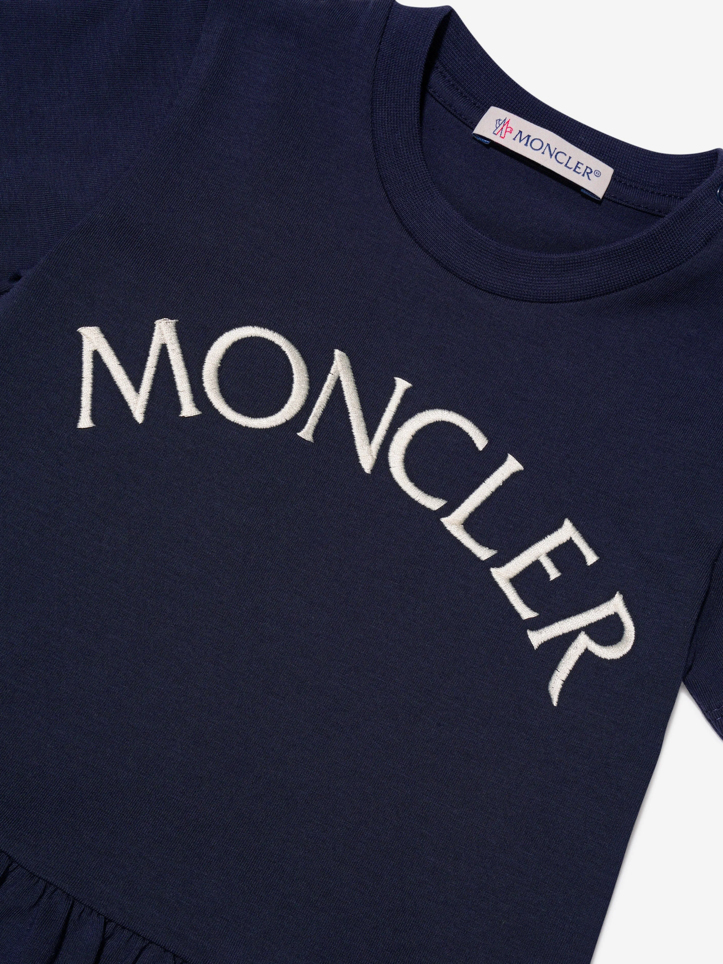 Moncler Enfant Baby Girls Logo Dress in Navy