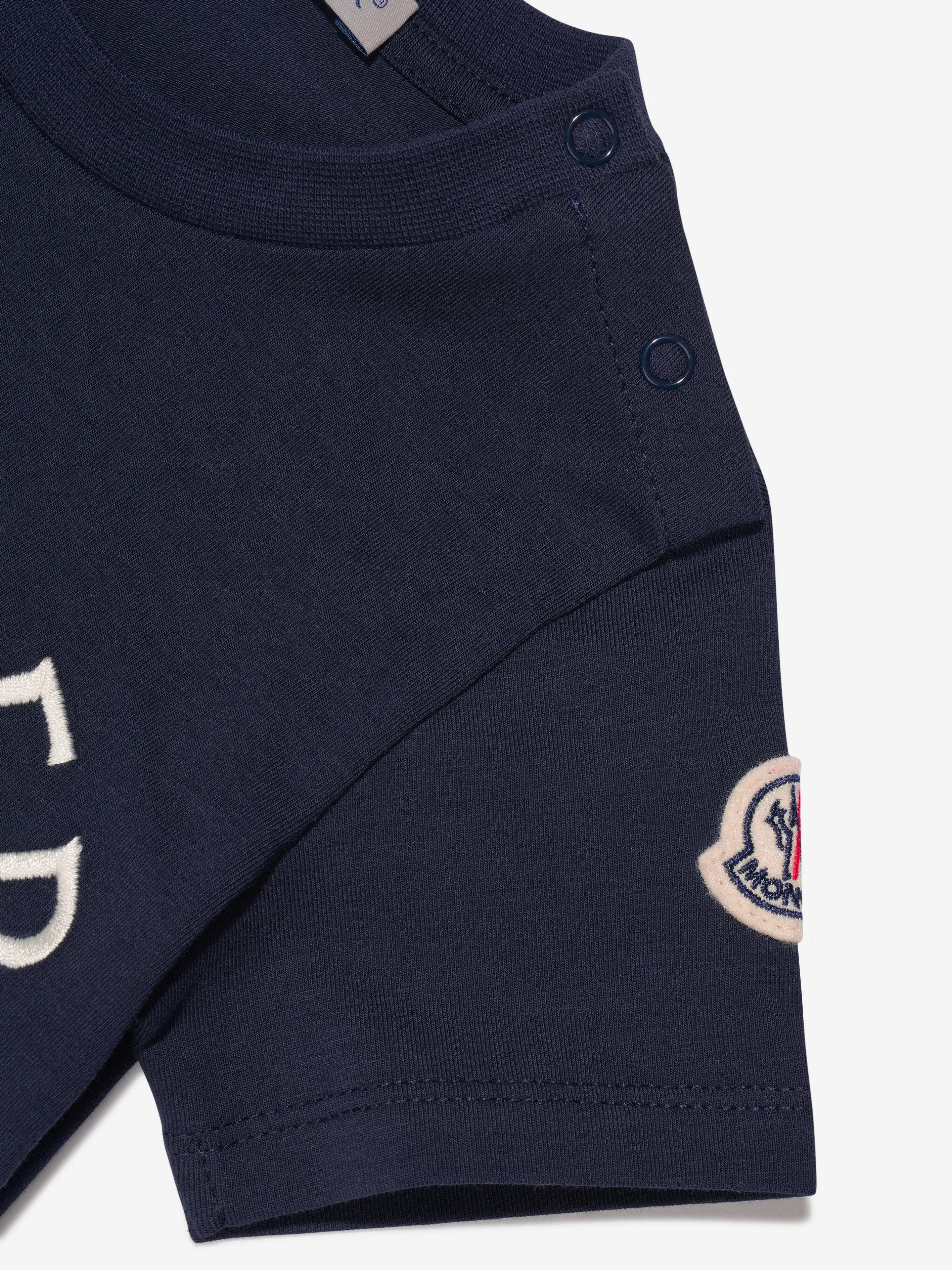 Moncler Enfant Baby Girls Logo Dress in Navy