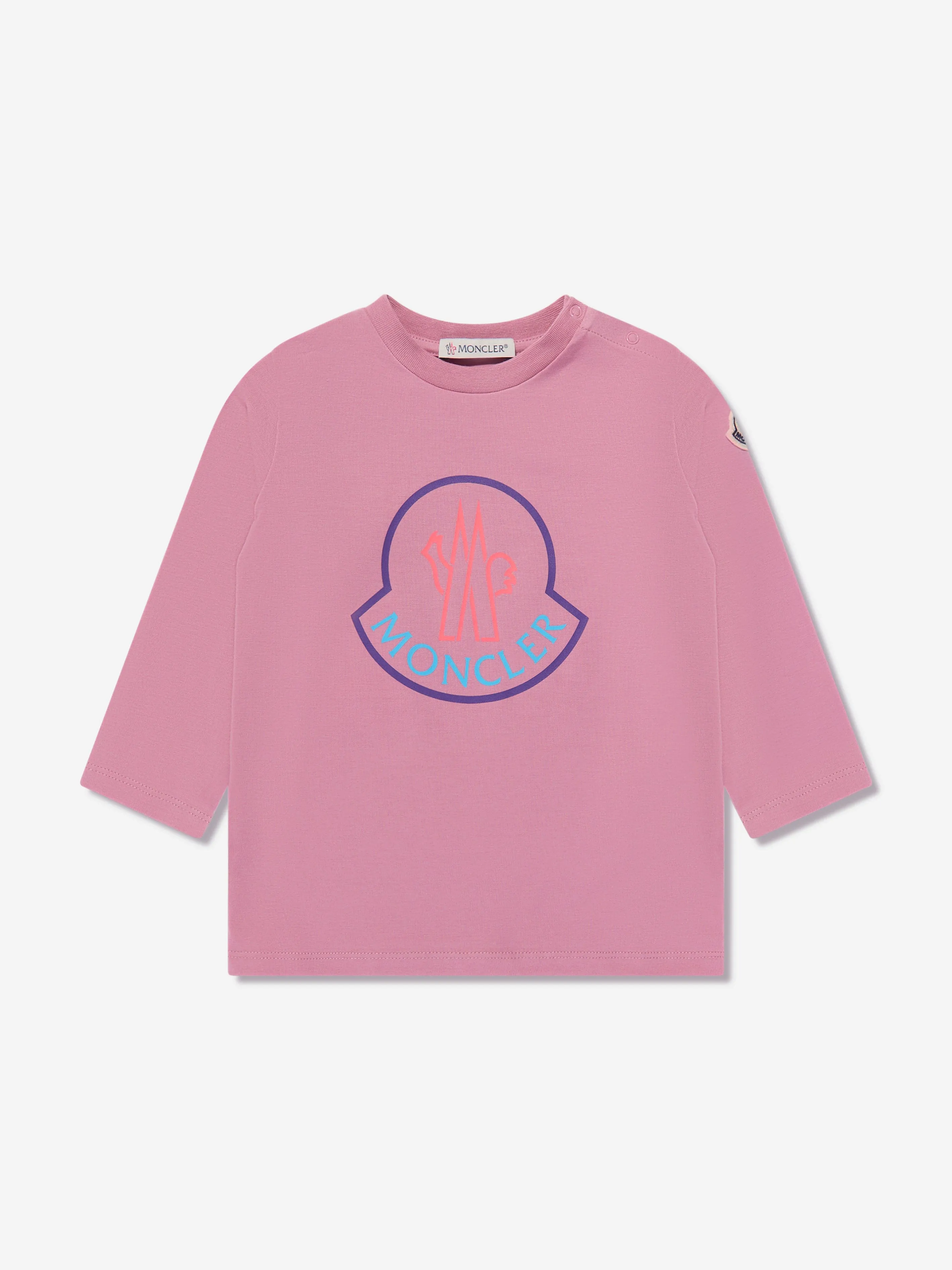 Moncler Enfant Baby Girls Long Sleeve Logo T-Shirt in Pink