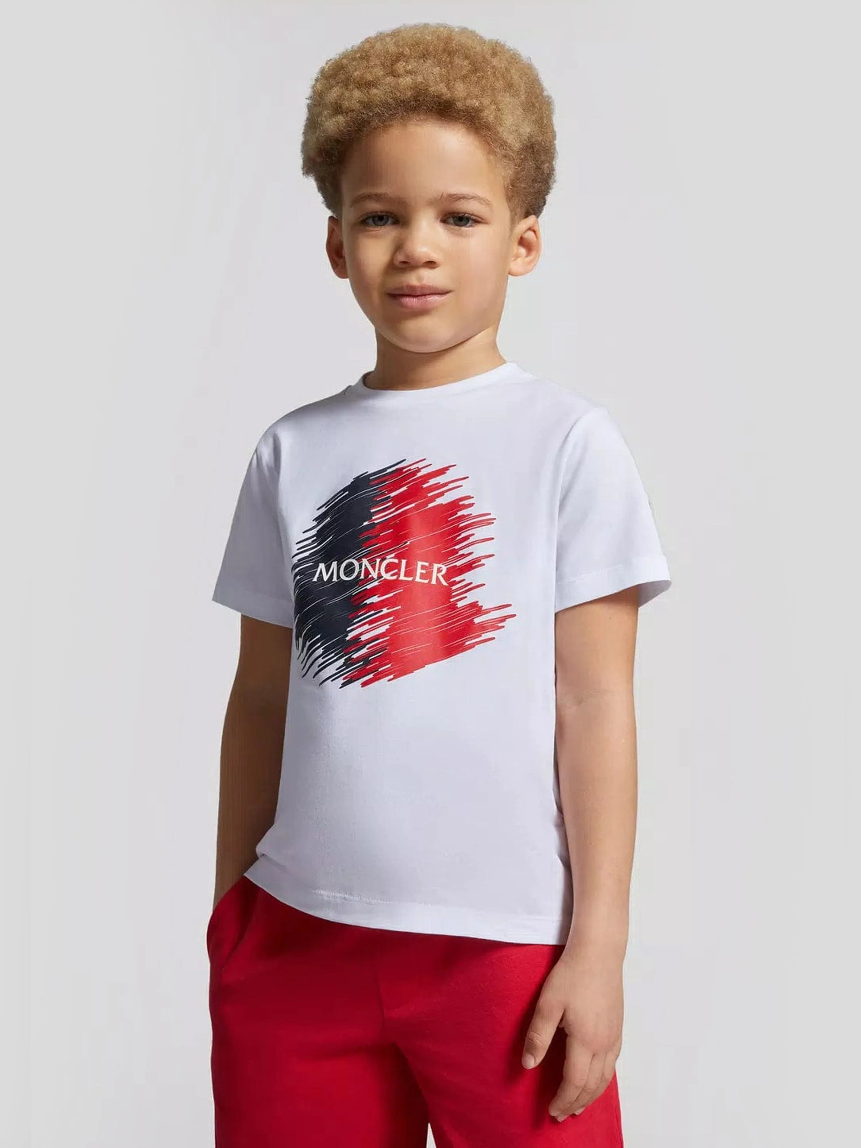 Moncler Enfant Boys Logo Print T-Shirt in White