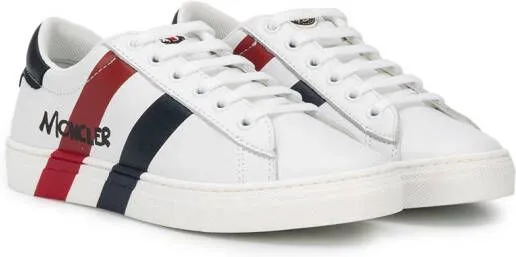 Moncler Enfant double stripe lace-up sneakers White