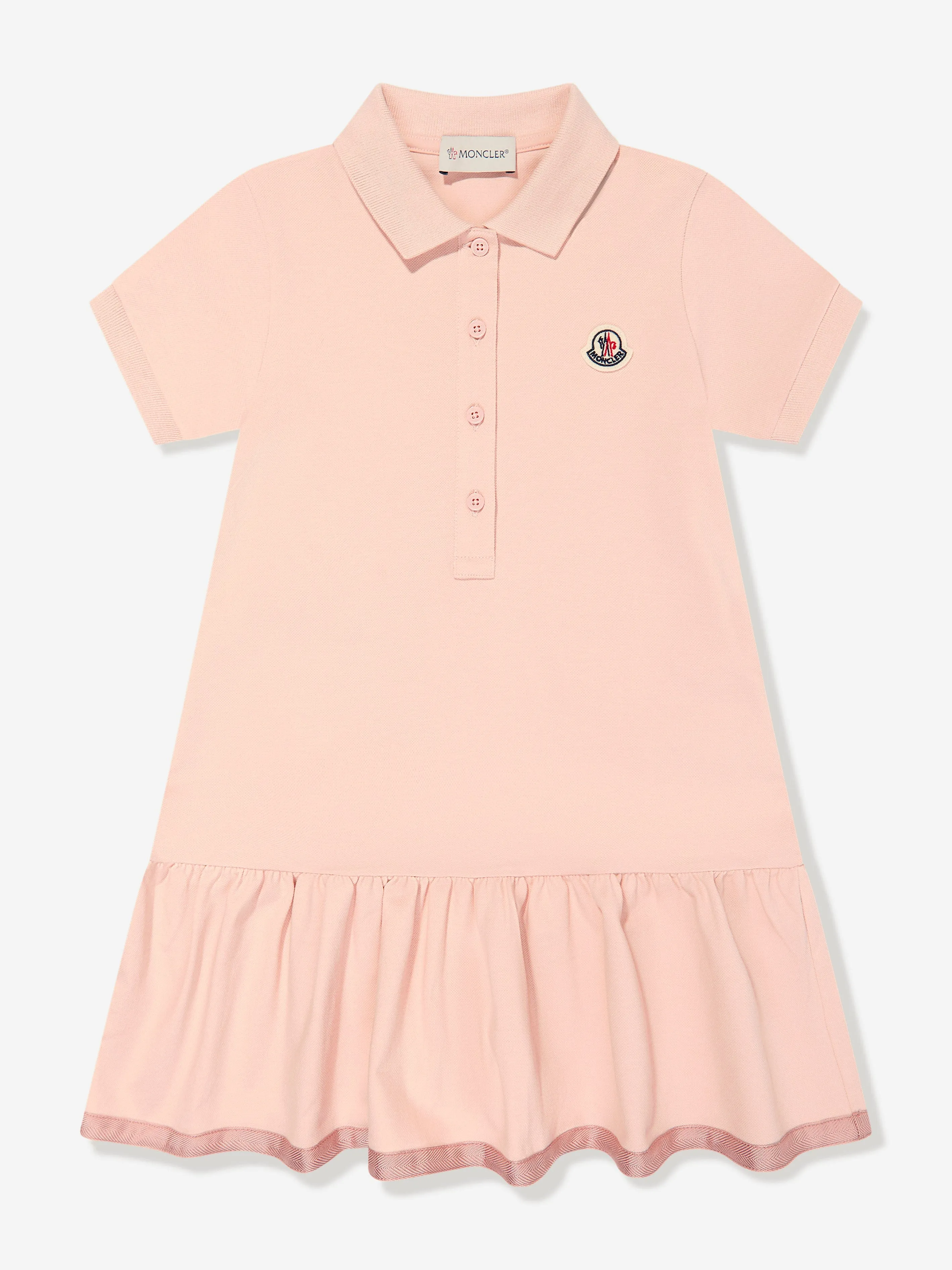 Moncler Enfant Girls Logo Polo Dress in Pink