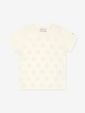 Moncler Enfant Girls Logo T-Shirt in Ivory