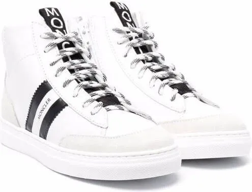 Moncler Enfant logo-tape detail hi-top trainers White