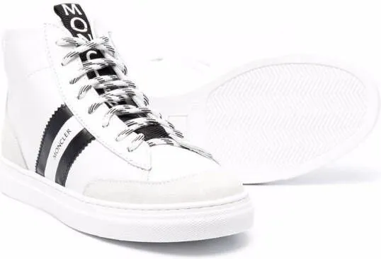 Moncler Enfant logo-tape detail hi-top trainers White