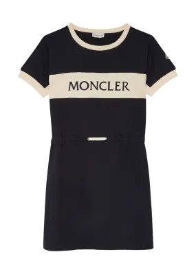 MONCLER KIDS Logo-embroidered cotton dress  -                         -                     -                