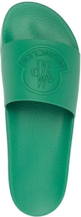 Moncler logo-embossed slides Green