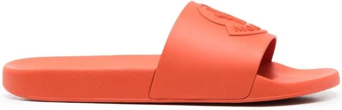 Moncler logo-embossed slides Orange