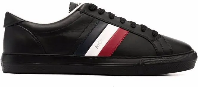 Moncler logo-print leather sneakers Black