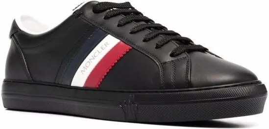 Moncler logo-print leather sneakers Black