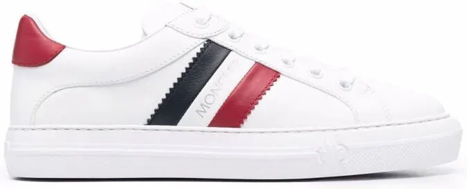 Moncler side-stripe leather sneakers White