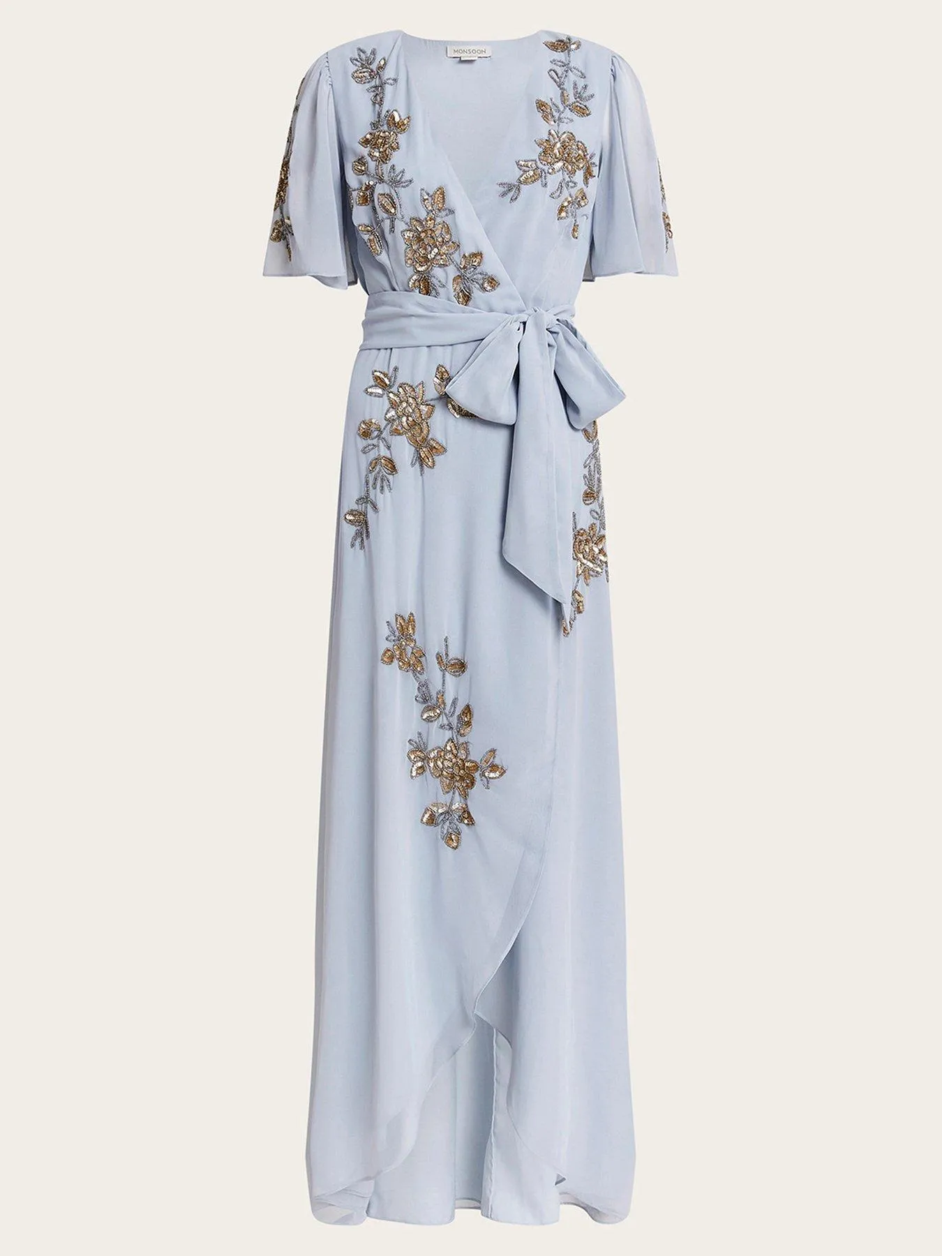 Monsoon Sarah Embroidered Wrap Dress - White