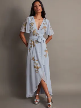 Monsoon Sarah Embroidered Wrap Dress - White