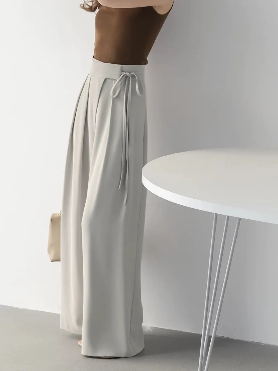 MZOMXO girdle design, drape and smooth, summer high-waisted loose straight pants, thin women's casual wide-leg pants