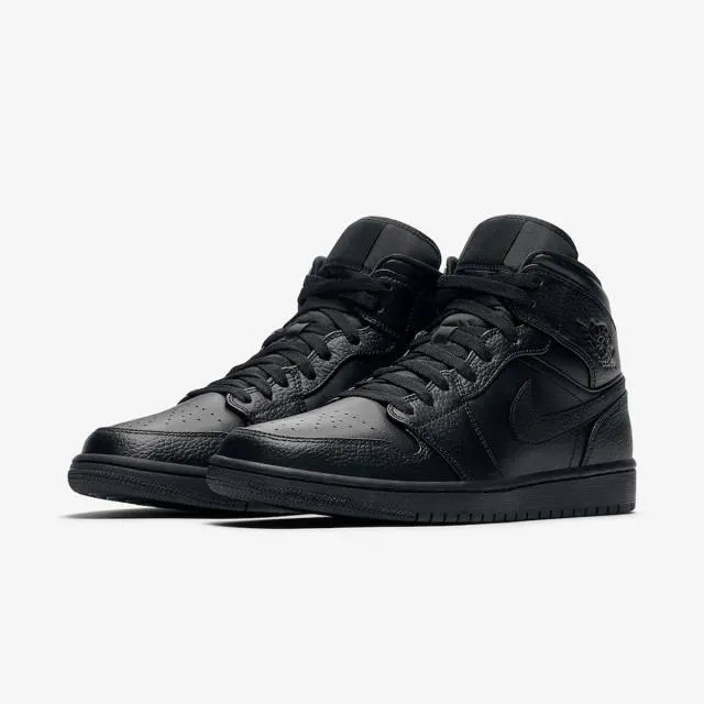 Nike Air Jordan 1 Mid (Triple Black/ Black/ Black/ Black) Me