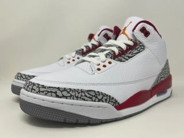 Nike Air Jordan Retro III 3 Cardinal Red 2022 White - Me...