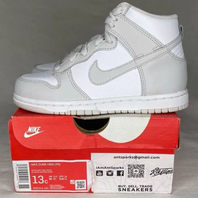 Nike dunk high ‘white vast grey’ (size 13c)