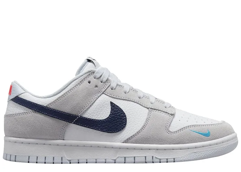 Nike Dunk Low White Grey Navy Aqua Mini Swoosh