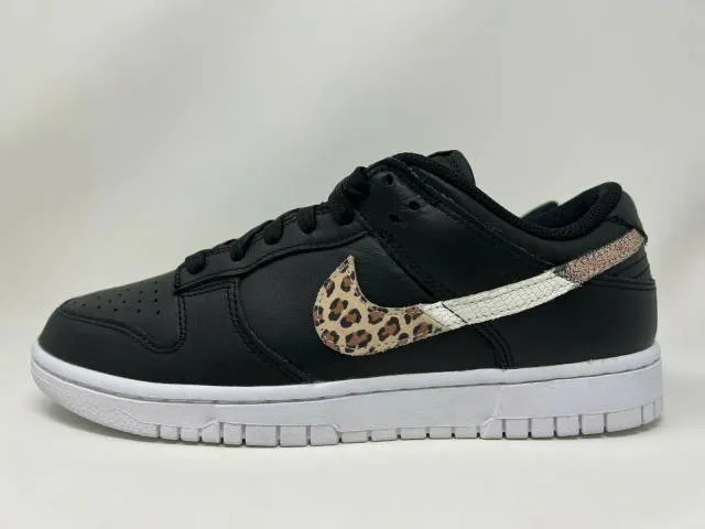 Nike W Dunk Low SE Primal Black Leopard Animal Swoosh Wo...