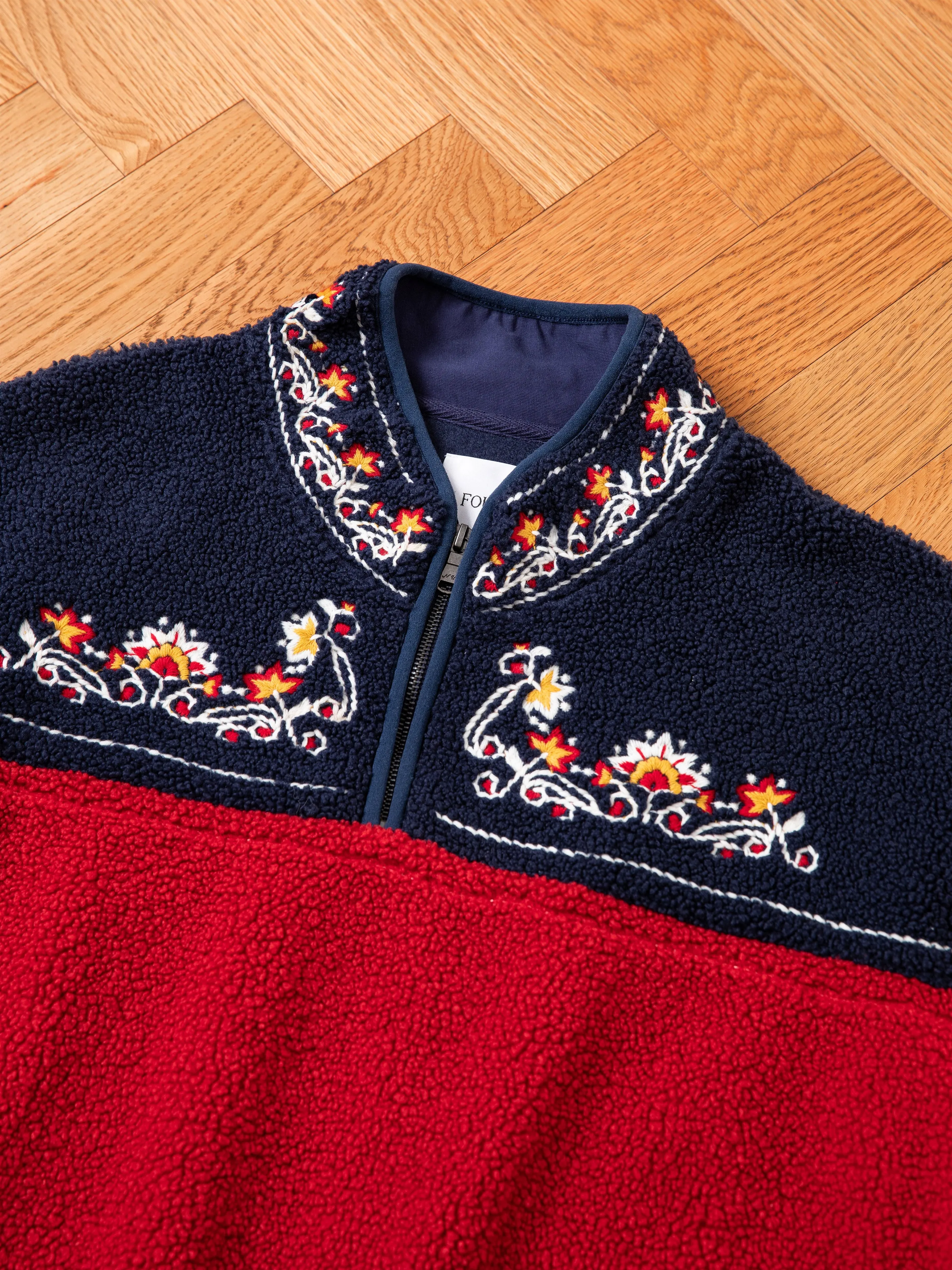 Pahari Floral Embroidered Sherpa Pullover