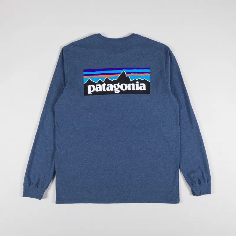 Patagonia Long Sleeve P-6 Logo Responsibili-Tee Utility Blue