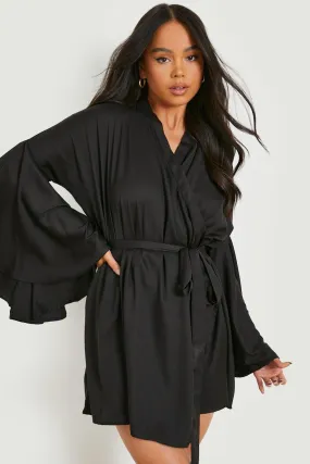 Petite Flare Sleeve Mini Wrap Dress