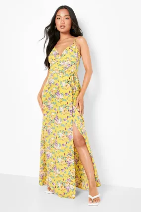 Petite Woven Floral Wrap Maxi Dress