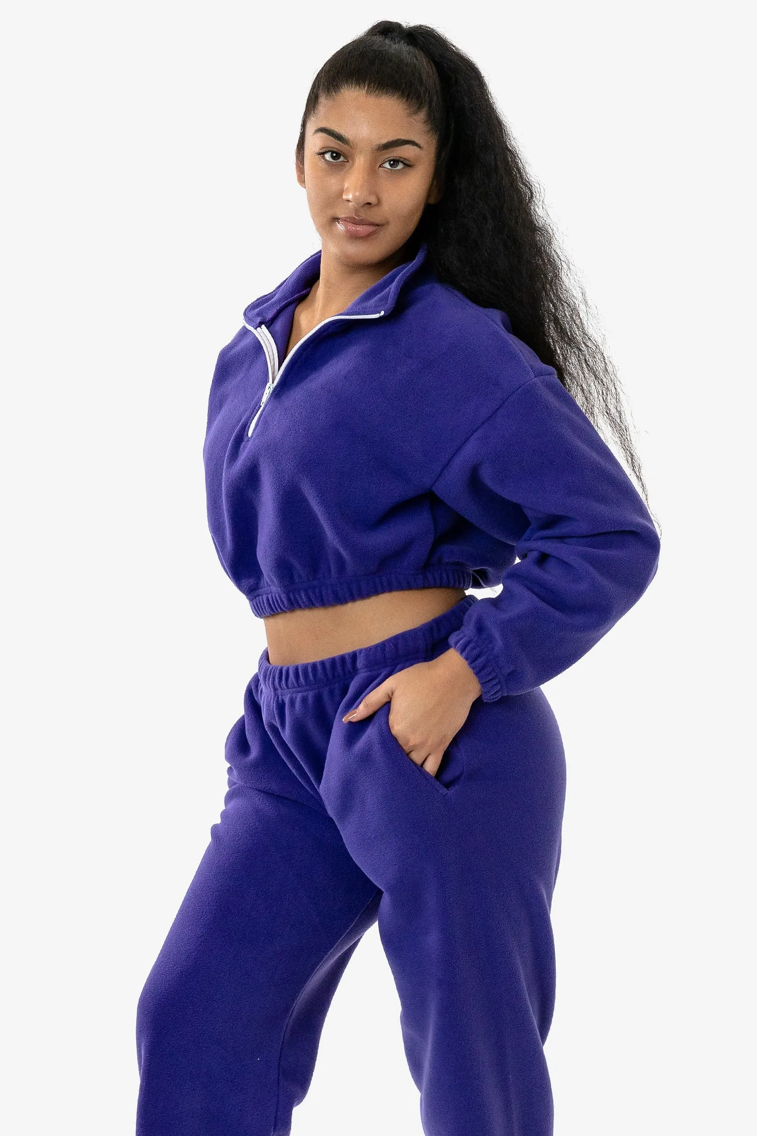 PF306 - Cropped Polar Fleece Half Zip Pullover