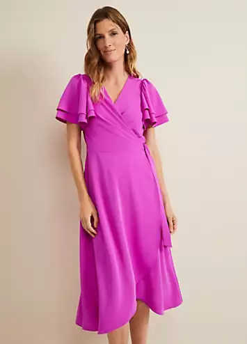 Phase Eight Gian Magenta Wrap Midi Dress | Grattan