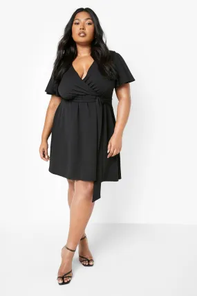 Plus Ruffle Wrap Skater Dress