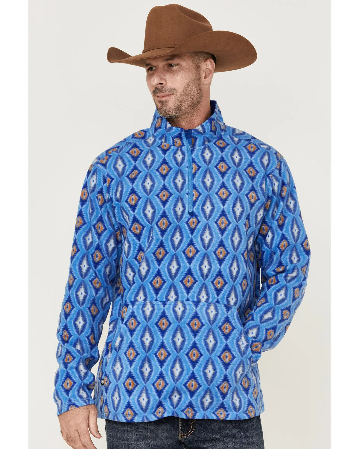 Product Name:  RANK 45® Men's Shadow Southwestern Print 1/4 Zip-Front Fleece Pullover