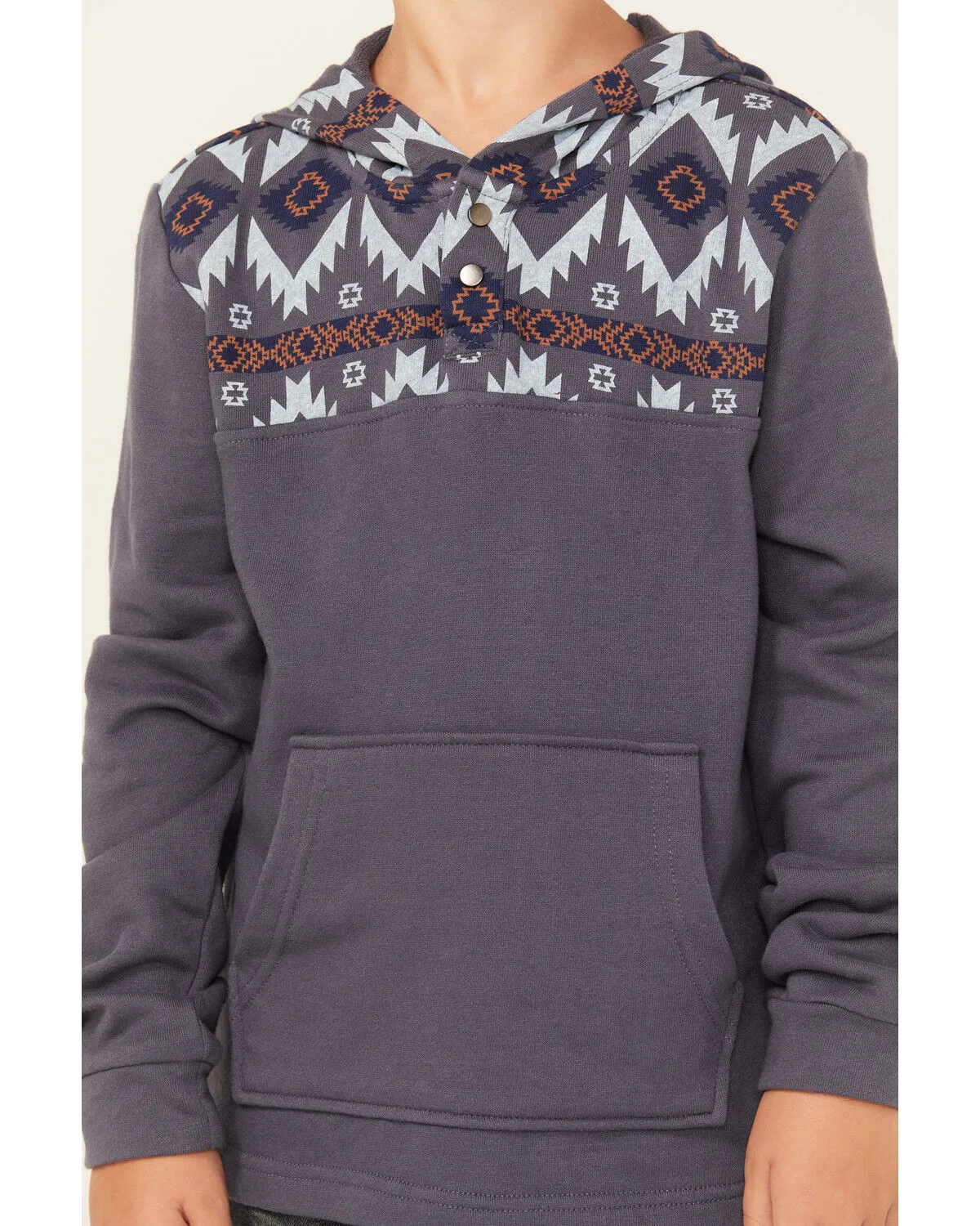 Product Name:  Rock & Roll Denim Boys' Southwestern Print Long Sleeve Hooded Pullover