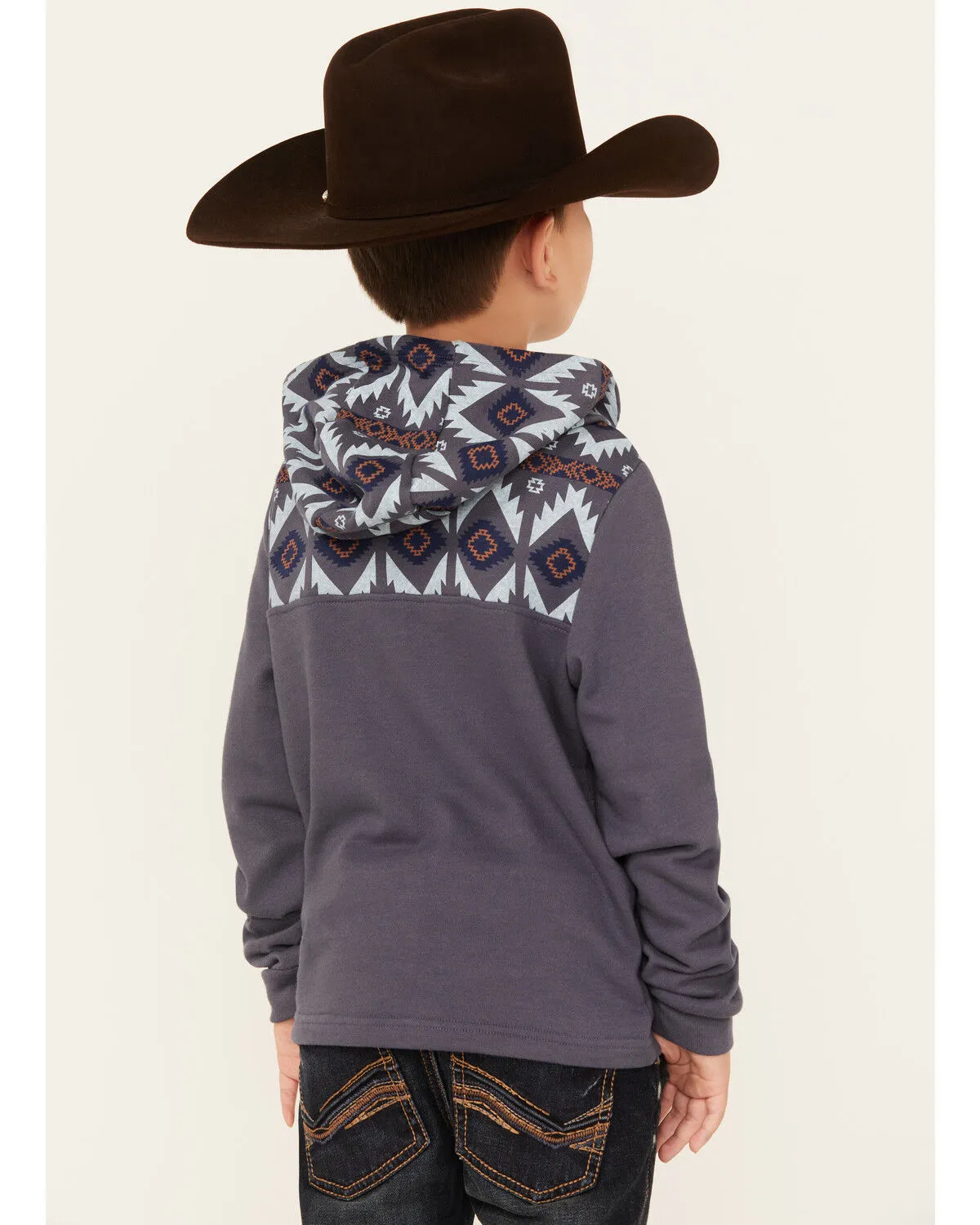 Product Name:  Rock & Roll Denim Boys' Southwestern Print Long Sleeve Hooded Pullover