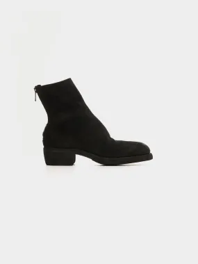 Reverse Back Zip Top-Ankle Boot, BLKT