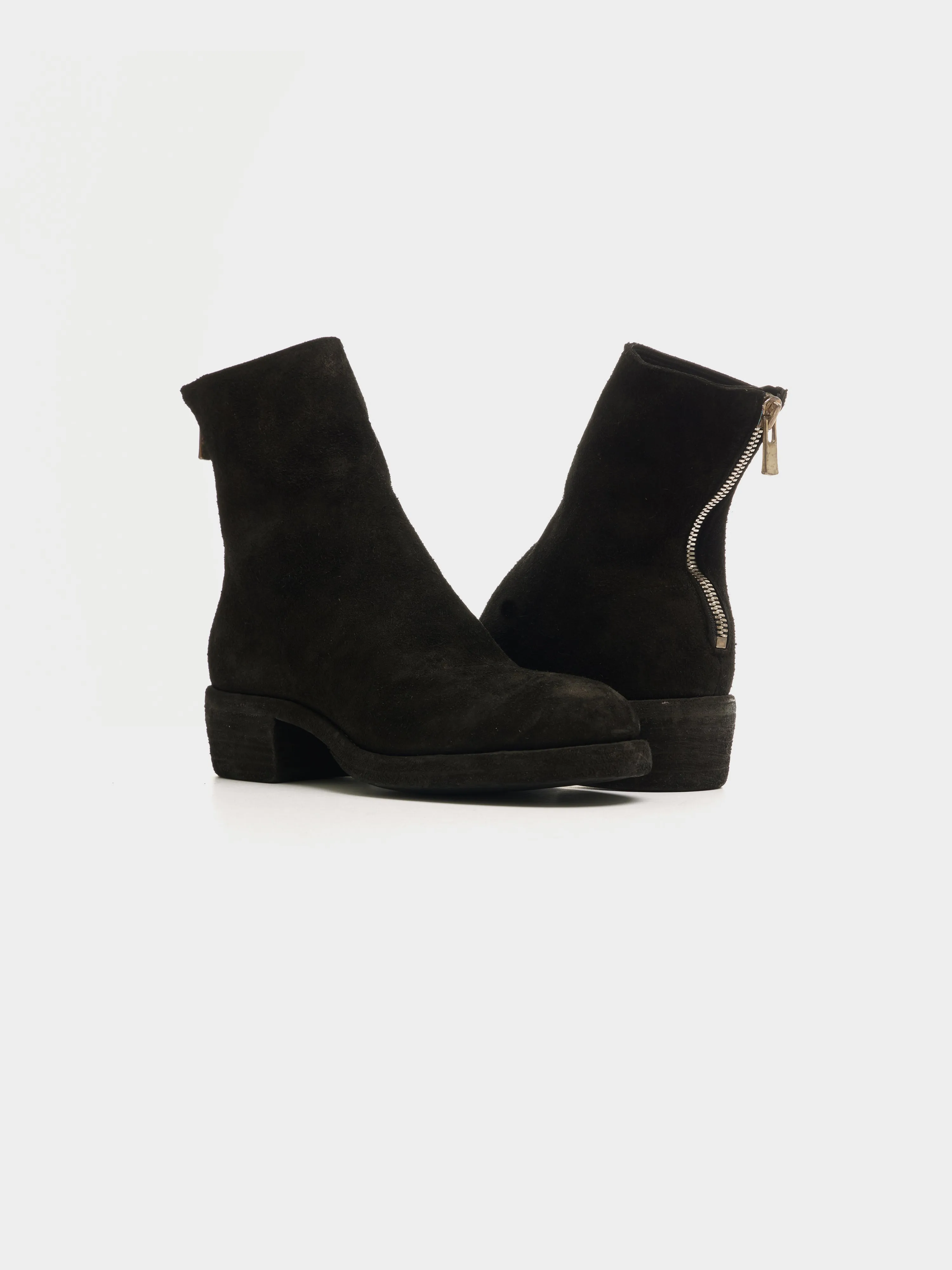 Reverse Back Zip Top-Ankle Boot, BLKT