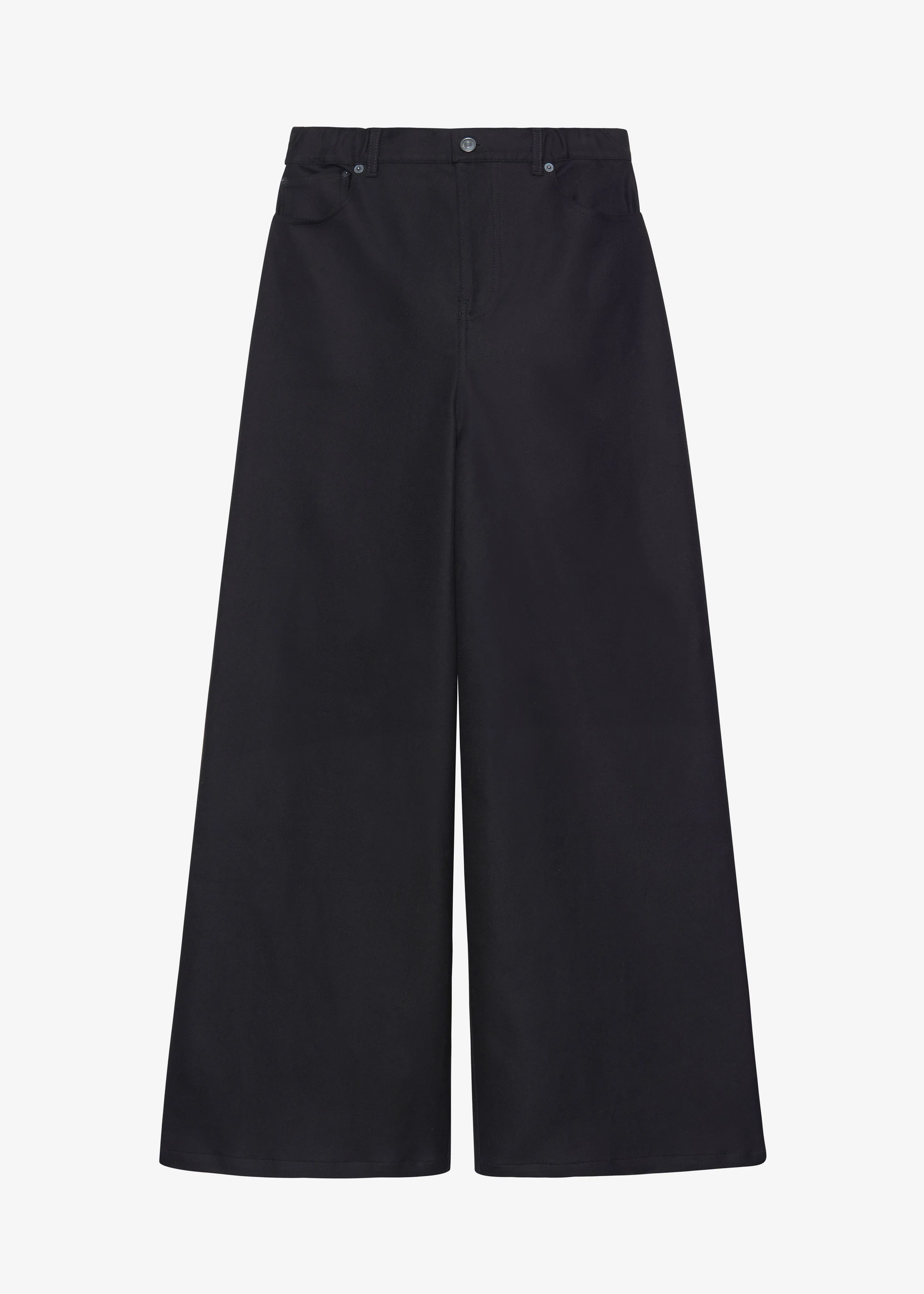 Sasha Wide Leg Twill Pants - Black