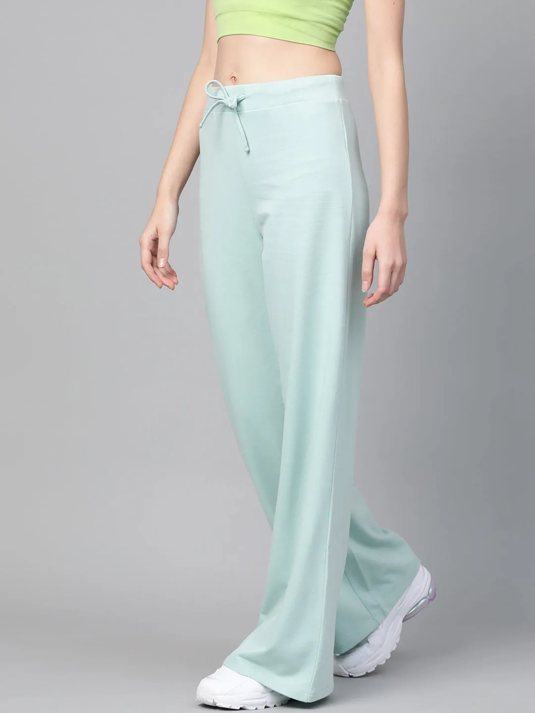 Sea Green Terry Wide Leg Drawstring Pants